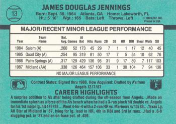 1988 Donruss The Rookies #13 Doug Jennings Back