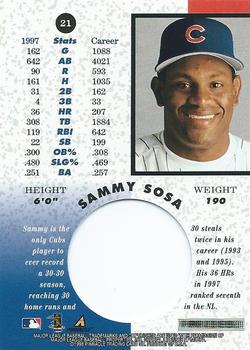 1998 Pinnacle Mint Collection #21 Sammy Sosa Back