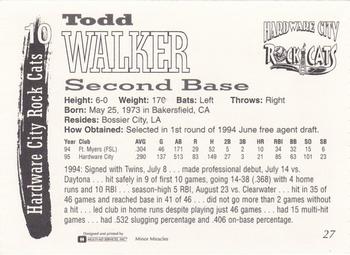 1995 Multi-Ad Hardware City Rock Cats #27 Todd Walker Back