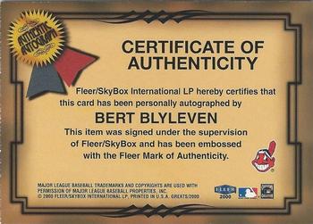 2000 Fleer Greats of the Game - Autographs #NNO Bert Blyleven Back