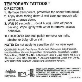 2000 Fleer Impact - Tattoos #NNO Houston Astros  Back