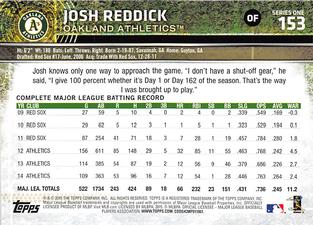 2015 Topps Mini #153 Josh Reddick Back