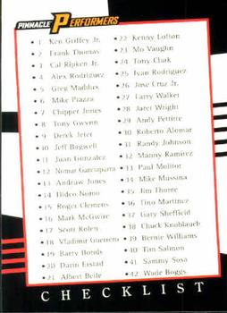 1998 Pinnacle Performers #148 Checklist: 1-84 Front