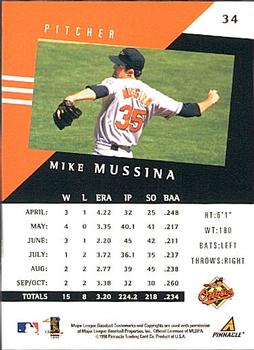 1998 Pinnacle Performers #34 Mike Mussina Back