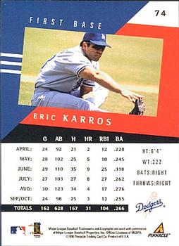 1998 Pinnacle Performers #74 Eric Karros Back