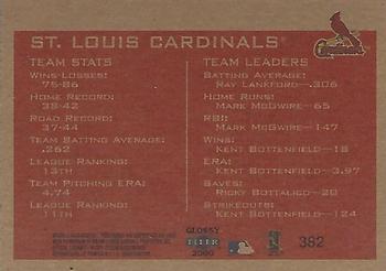 2000 Fleer Tradition Glossy #382 St. Louis Cardinals Back