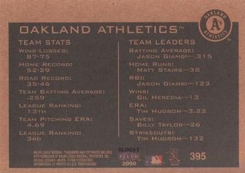 2000 Fleer Tradition Glossy #395 Oakland Athletics Back