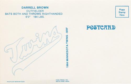 1984 Minnesota Twins Postcards #NNO Darrell Brown Back