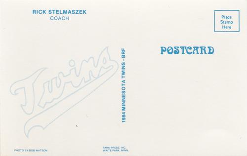 1984 Minnesota Twins Postcards #NNO Rich Stelmaszek Back