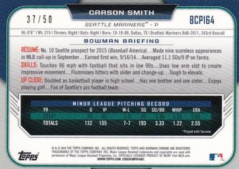 2015 Bowman Chrome - Prospects Gold Refractors #BCP164 Carson Smith Back