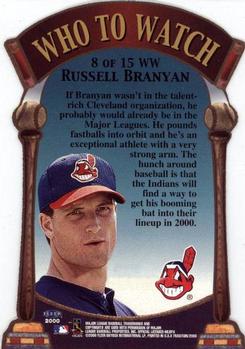 2000 Fleer Tradition - Who to Watch #8 WW Russell Branyan Back