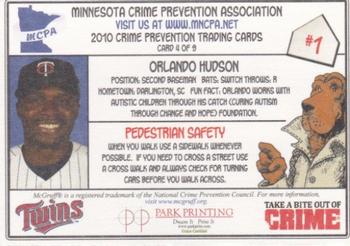 2010 Minnesota Twins Police #4 Orlando Hudson Back