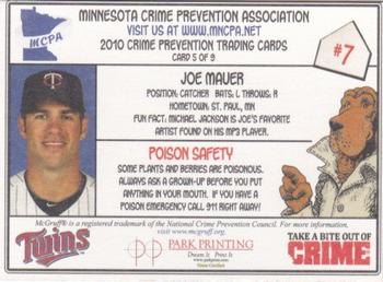 2010 Minnesota Twins Police #5 Joe Mauer Back
