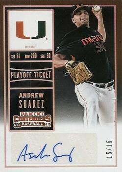 2015 Panini Contenders - College Ticket Variation Autographs Playoff #31 Andrew Suarez Front