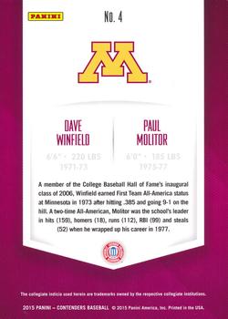 2015 Panini Contenders - Collegiate Connections #4 Dave Winfield / Paul Molitor Back