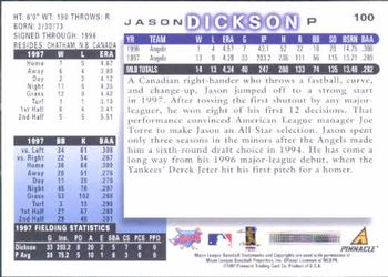 1998 Score #100 Jason Dickson Back