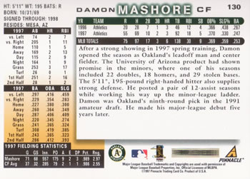 1998 Score #130 Damon Mashore Back