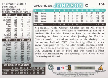 1998 Score #154 Charles Johnson Back