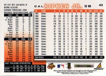 1998 Score #43 Cal Ripken Jr. Back