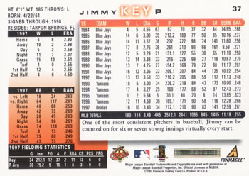 1998 Score #37 Jimmy Key Back