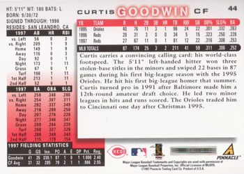 1998 Score #44 Curtis Goodwin Back