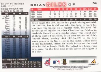 1998 Score #54 Brian Giles Back