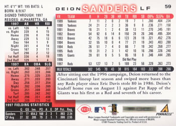 1998 Score #59 Deion Sanders Back