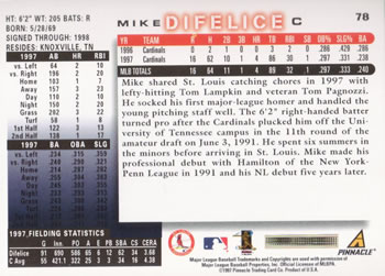 1998 Score #78 Mike Difelice Back