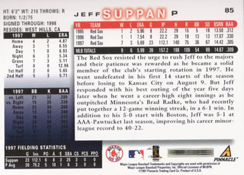 1998 Score #85 Jeff Suppan Back