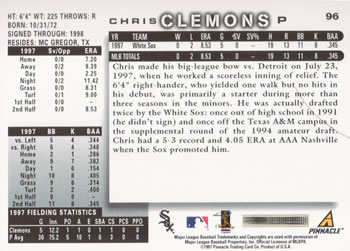 1998 Score #96 Chris Clemons Back