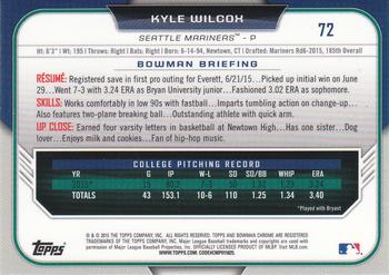2015 Bowman Draft - Chrome #72 Kyle Wilcox Back