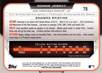 2015 Bowman Draft - Chrome #79 Ronnie Jebavy Back