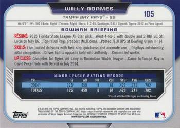 2015 Bowman Draft - Chrome #105 Willy Adames Back