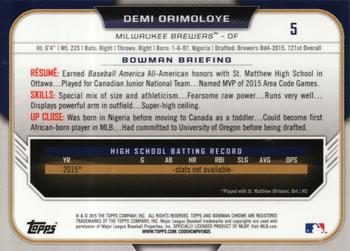 2015 Bowman Draft - Chrome Refractors #5 Demi Orimoloye Back
