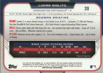 2015 Bowman Draft - Chrome Refractors #39 Lucas Giolito Back