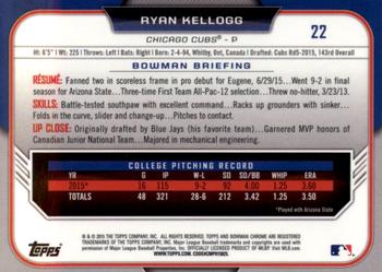 2015 Bowman Draft - Chrome Blue Sky Refractors #22 Ryan Kellogg Back