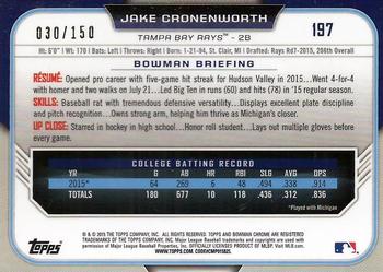 2015 Bowman Draft - Chrome Blue Refractors #197 Jake Cronenworth Back