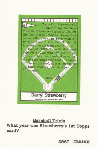 1991 Ballstreet - Oversized #1 Darryl Strawberry Back