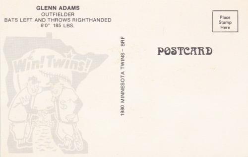 1980 Minnesota Twins Postcards #NNO Glenn Adams Back