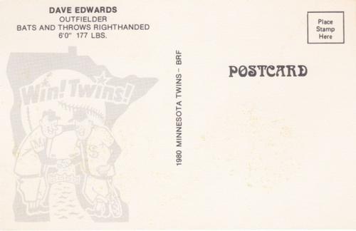 1980 Minnesota Twins Postcards #NNO Dave Edwards Back