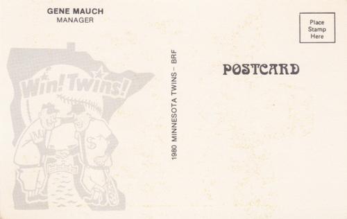 1980 Minnesota Twins Postcards #NNO Gene Mauch Back
