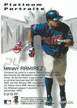 2000 Metal - Platinum Portraits #3 PP Manny Ramirez Back