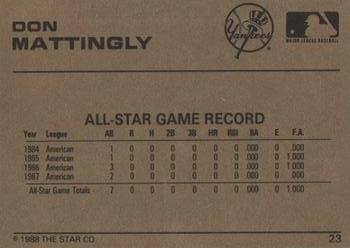 1988-89 Star Gold #23 Don Mattingly Back