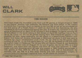 1988-89 Star Gold #55 Will Clark Back