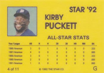 1992 Star Kirby Puckett #4 Kirby Puckett Back