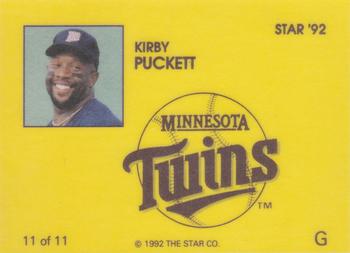 1992 Star Kirby Puckett #11 Kirby Puckett Back