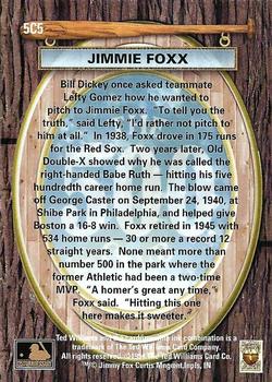 1994 Ted Williams - 500 Club Red Foil #5C5 Jimmie Foxx Back