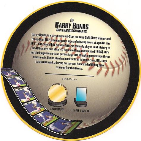 1997 Topps Screenplays - Discs #NNO Barry Bonds Front