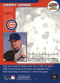 2000 Pacific - Emerald Green #93 Kerry Wood  Back