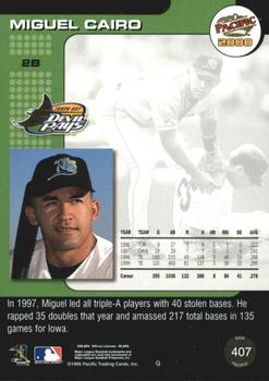 2000 Pacific - Emerald Green #407 Miguel Cairo  Back